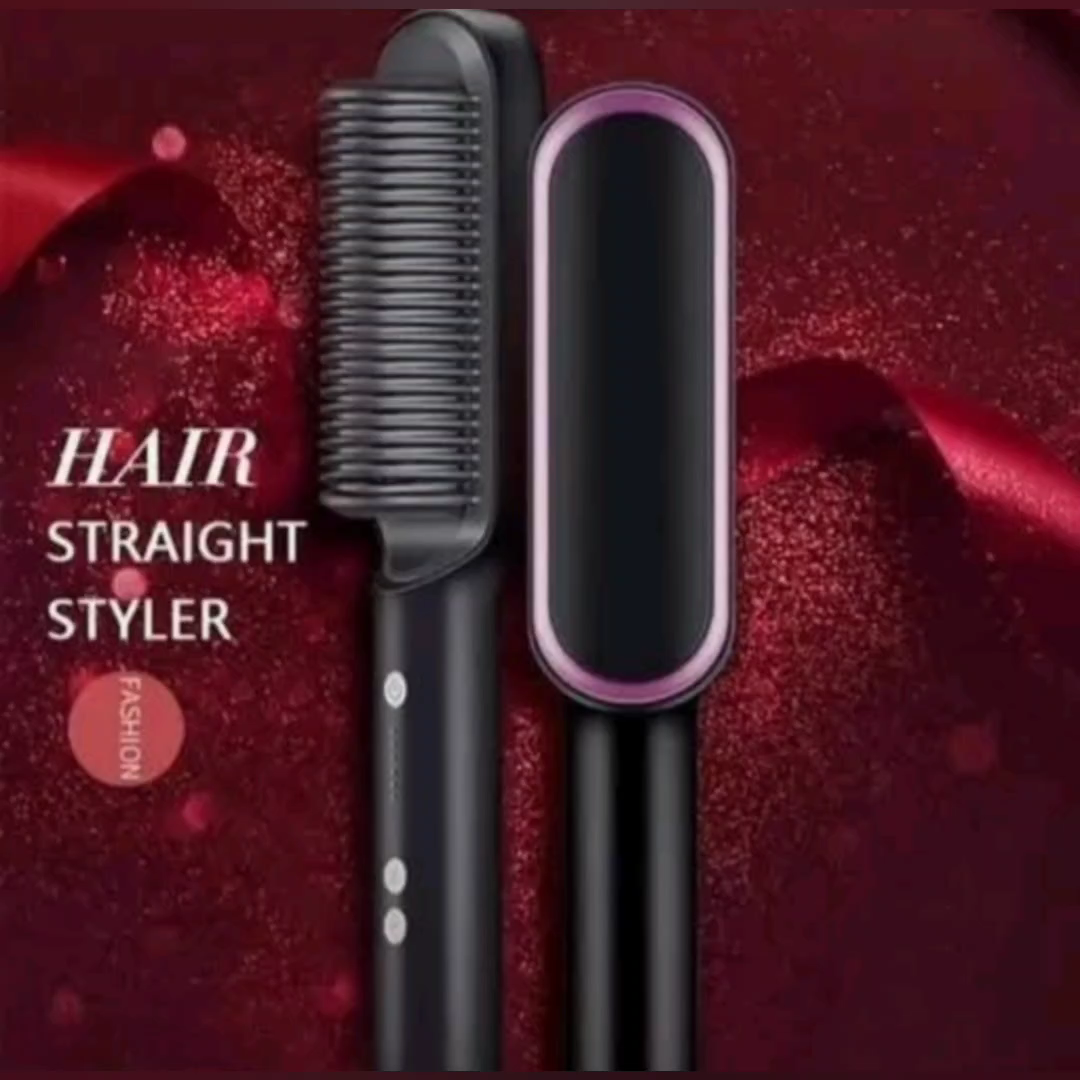 2 in 1 Electric Hair Straightener Curler Heating Styling Comb Straightening Brush