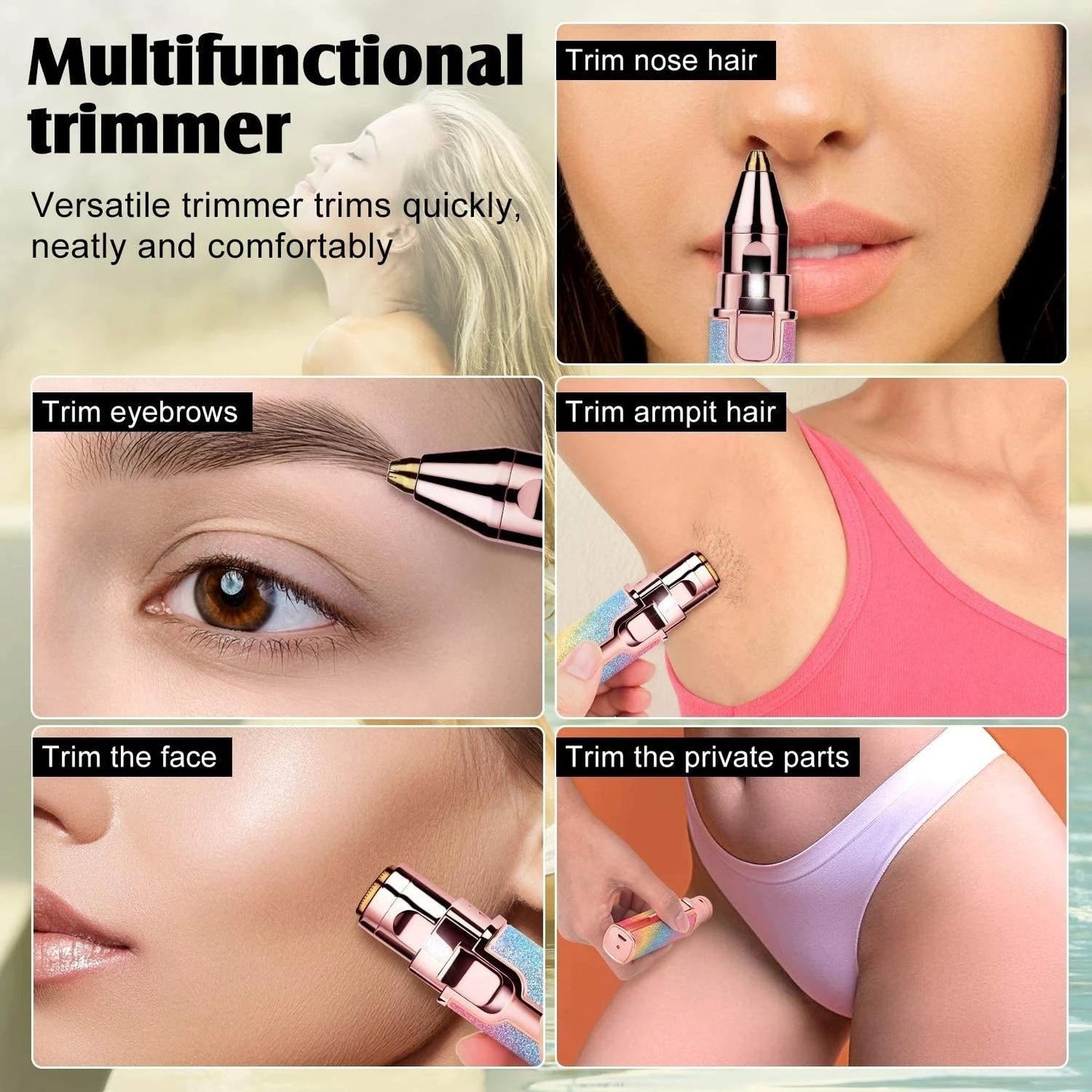 2-in-1 Rechargeable Electric Hair Remover & Eyebrow Trimmer (PAINLESS)