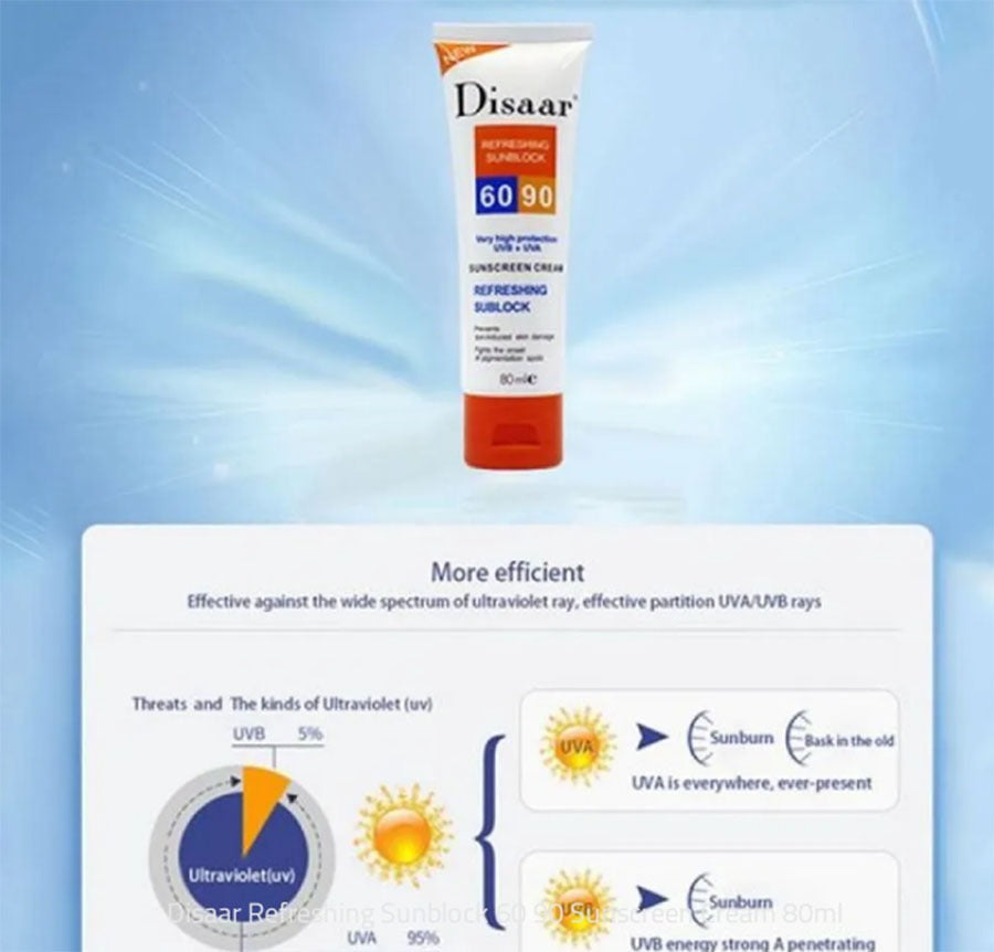 Disaar Sunscreen Cream Spf 60/90 Moisturizing Skin Protect Sunblock , Remove Pigmention Spots 80g Ds51004