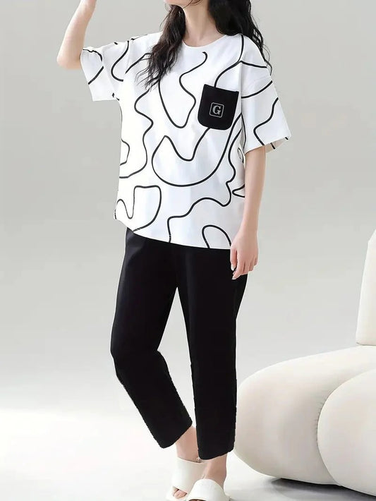 Pocket Pattern Night Suit